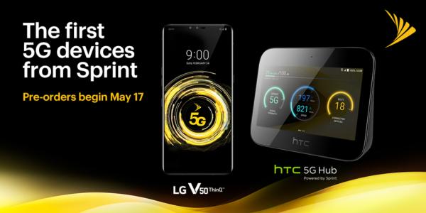 Sprint’s First 5G Devices Available May 31; Pre-Order Begins May 17 for LG V50 ThinQ 5G and HTC 5G Hub
